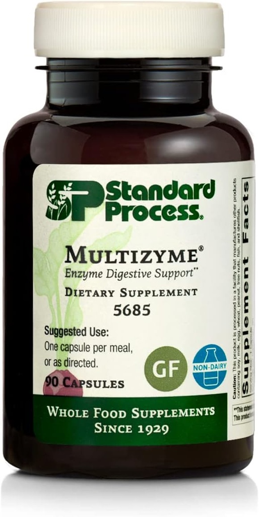 Standard Process Multizyme - Whole Food Pancreas Support Supplement with Digestive Enzymes - 90 Capsules