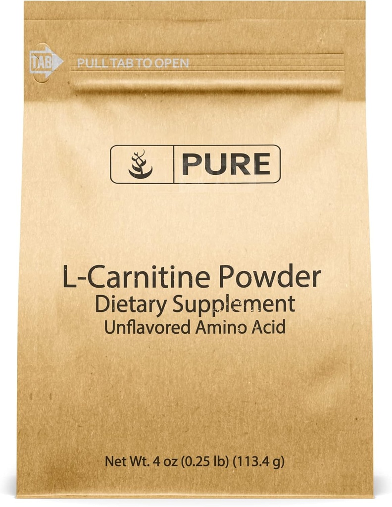 Gluten-Free L-Carnitine Powder (4 oz) - Pure Original Ingredients, Non-GMO Dietary Supplement
