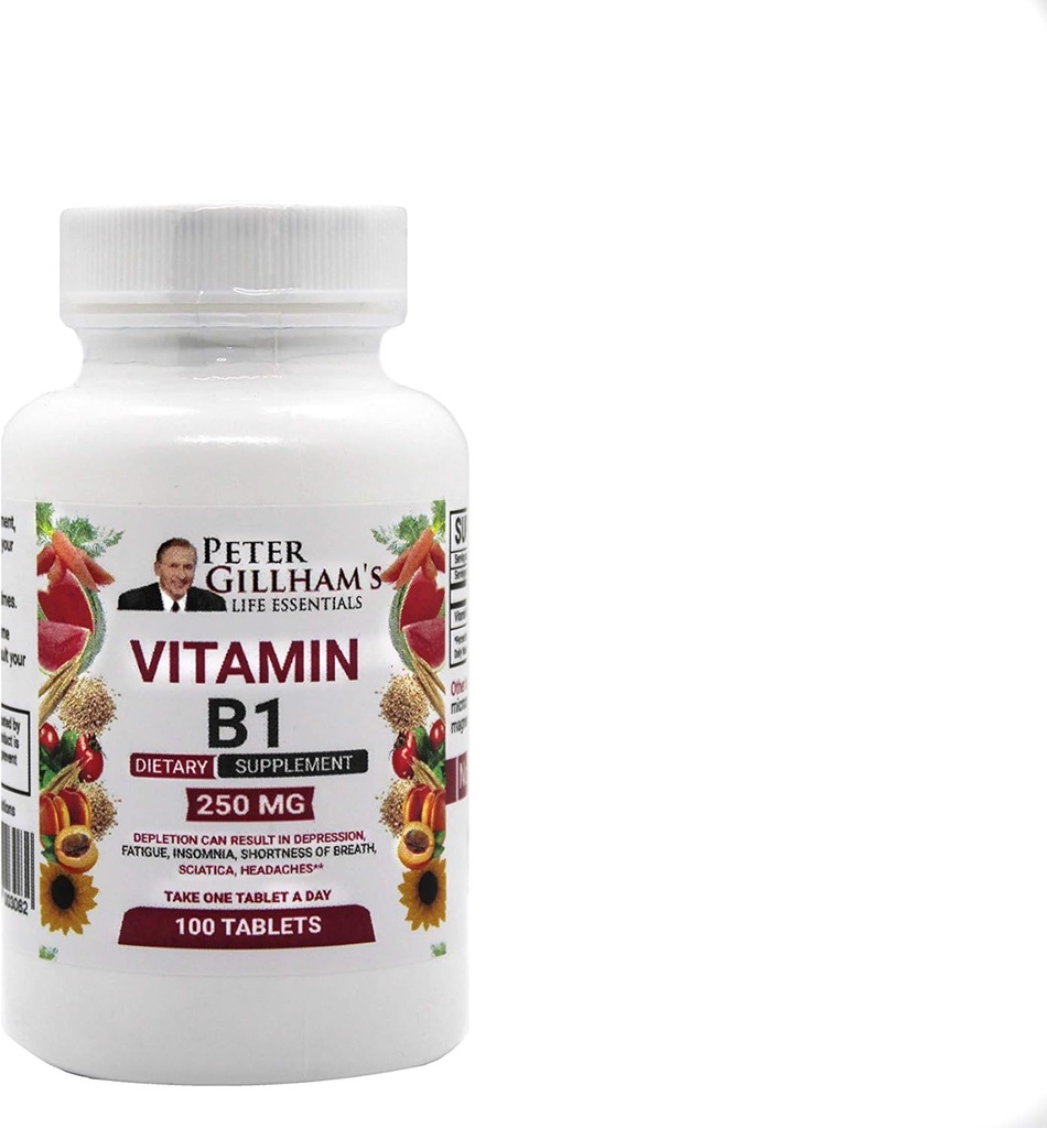 Peter's Choice B1 250 mg Tablets - 100 Count Dietary Supplement for Energy and Immune Support