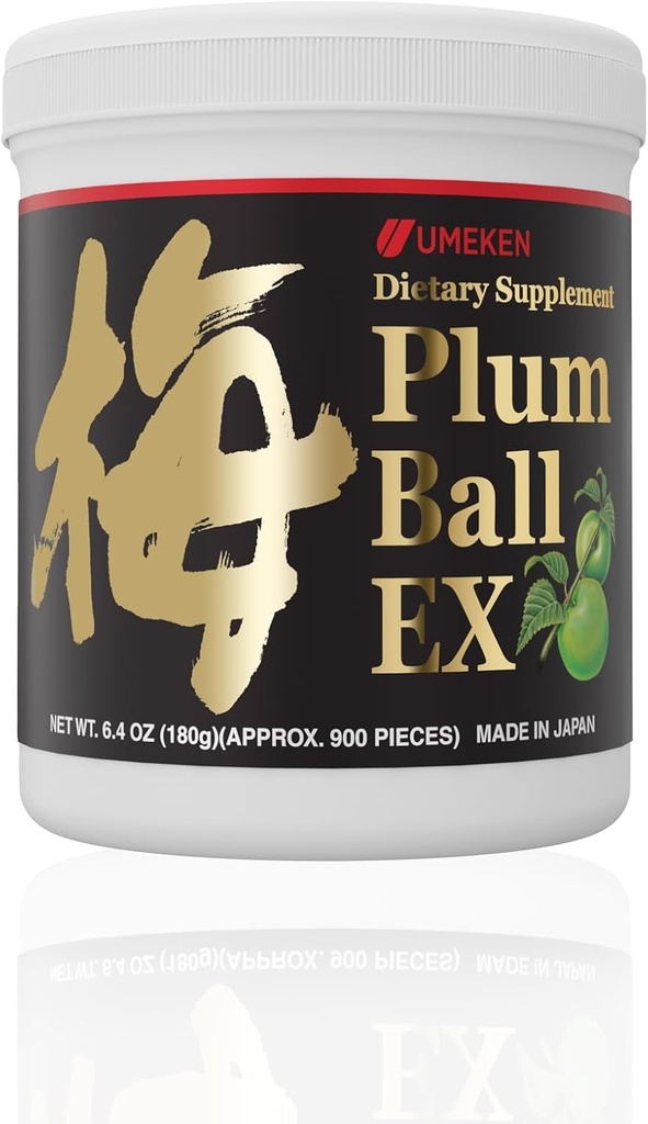 Umeken Plum Ball EX Concentrated Extract with Antioxidants, Citric Acid, Mumefural – Japanese Green Plum Extract, 3 Month Supply, 6.4oz Bottle