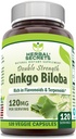 Double Strength Herbal Secrets Ginkgo Biloba Supplement - 120 Mg - 120 Veggie Capsules - Non-GMO - Gluten-Free - USA Made