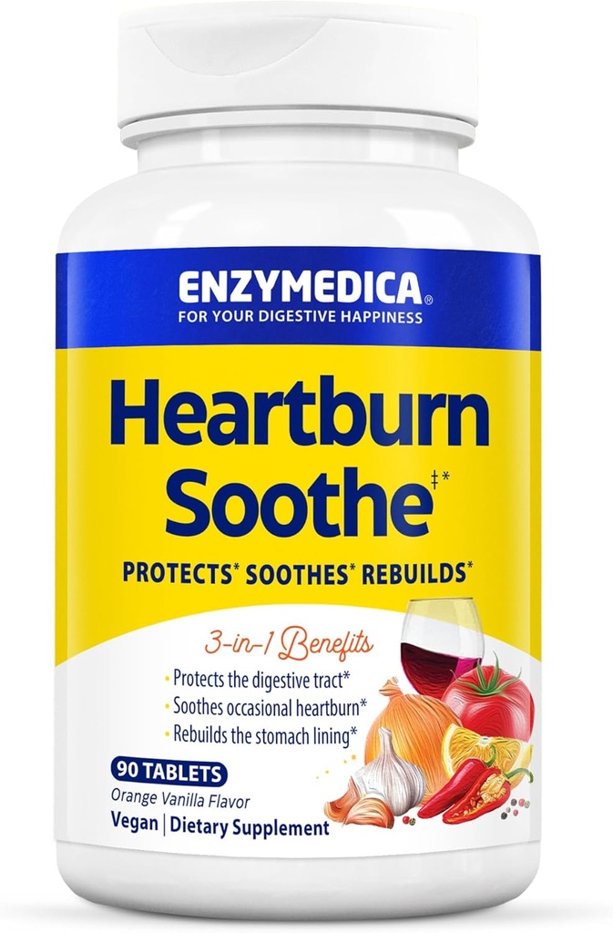 Enzymedica Heartburn Soothe Chews - Vanilla Orange, Digestive Aid for Fast Relief (90 Chews)