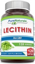 High Potency Pure Naturals Lecithin 1200 mg Softgels Supplement - Non-GMO & Gluten Free (120 Count)