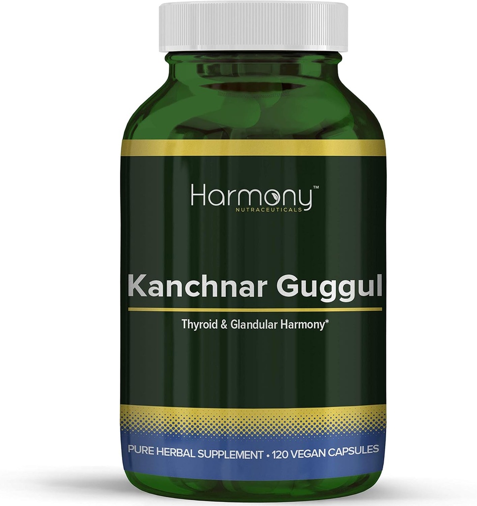 Thyroid & Glandular Harmony Supplement - 120 Vegan Capsules with Kanchnar Guggul Resin by Harmony Nutraceuticals