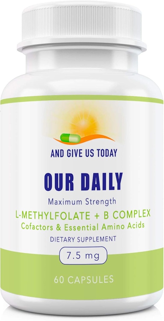 Daily Vites L-Methylfolate B Complex with Amino Acids - Active Folate, Methylated B12, B6 - 60 Count
