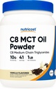 Nutricost Vanilla C8 MCT Oil Powder - 1LB (16oz) - 95% C8 MCT Oil - Ideal for Keto Diets - Non-GMO and Gluten Free