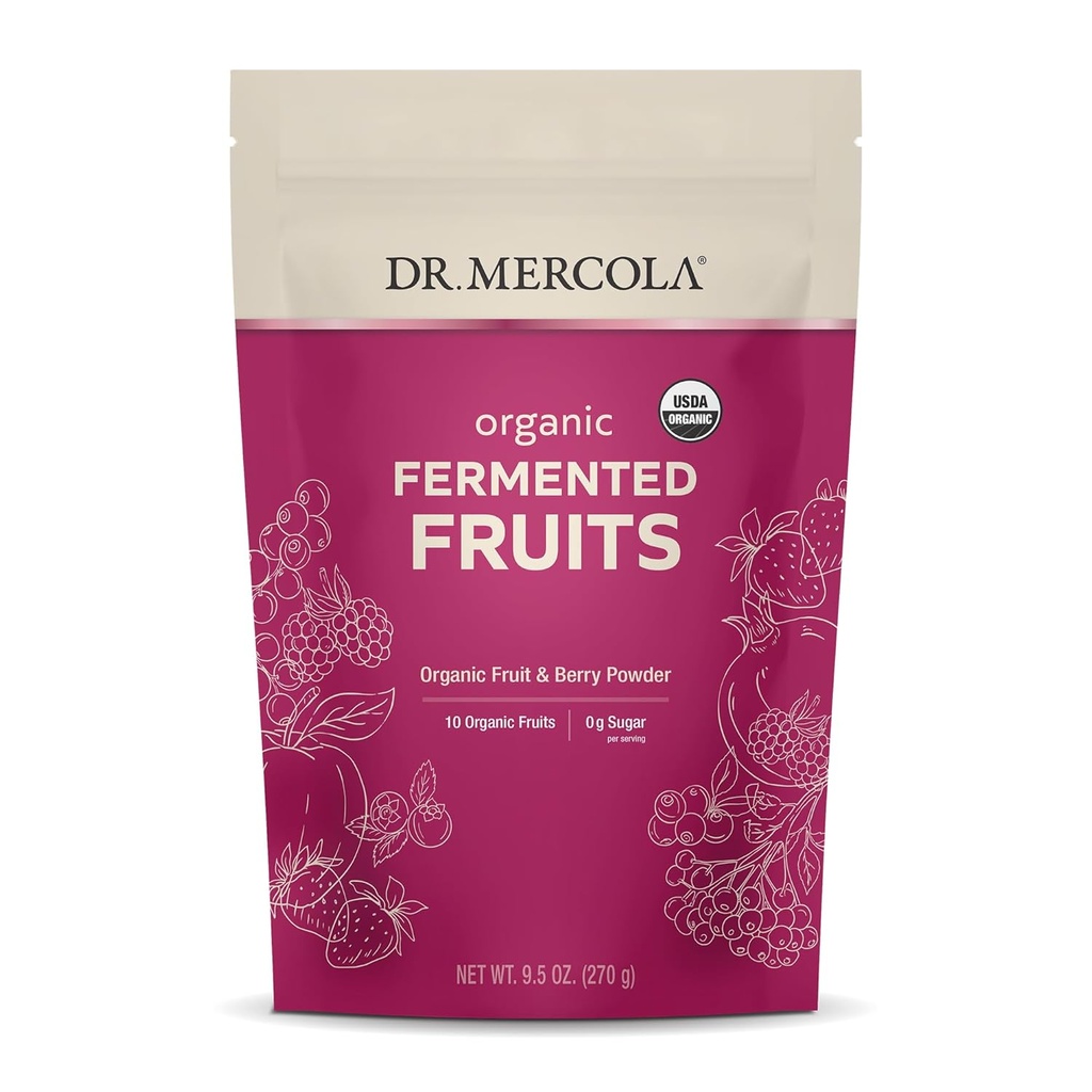 Organic Fermented Fruits 9.5 oz - 90 Servings, USDA Certified, Non-GMO, Soy & Gluten Free - Dr. Mercola
