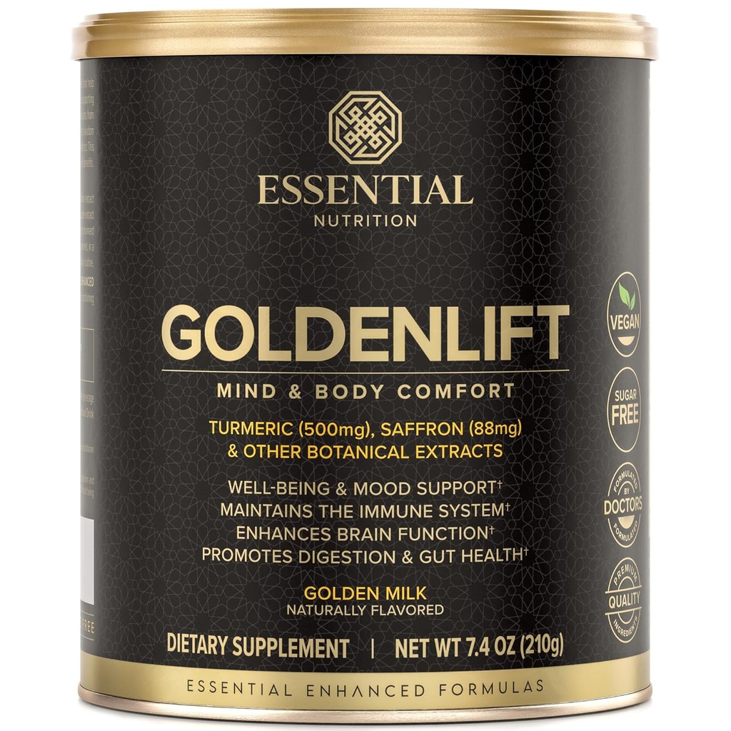 Golden Lift Turmeric Supplement Powder - Vegan Golden Milk with Saffron, Cinnamon, Cayenne & Black Pepper Extracts - 7.4oz - 30 Servings