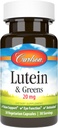 Carlson Lutein & Greens 20mg Capsules - Vision Support & Eye Function - Antioxidant - 30 Vegetarian Capsules