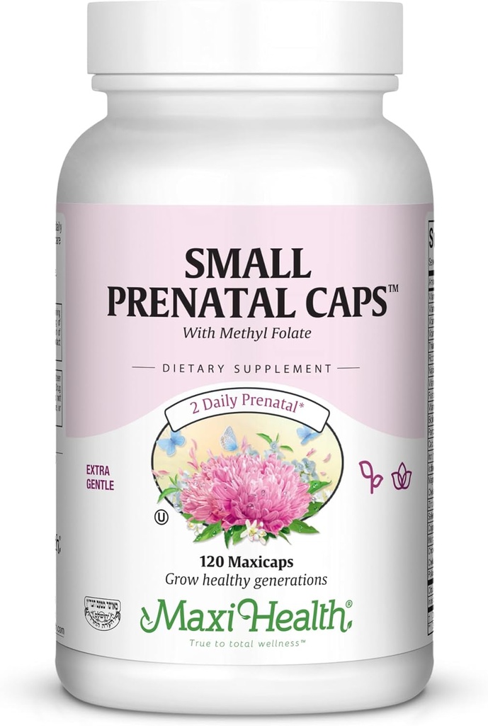 Maxi Health Maxi Small Prenatal Capsules - 120 ct with Methyl Folate - Supports Pregnancy Health