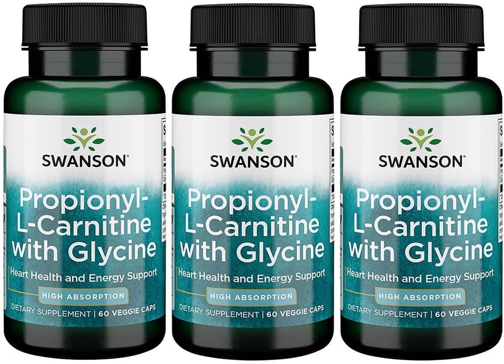 Propionyl L-Carnitine with Glycine Supplement for Heart Health, Energy, Muscle Strength - 180 Vegetarian Capsules