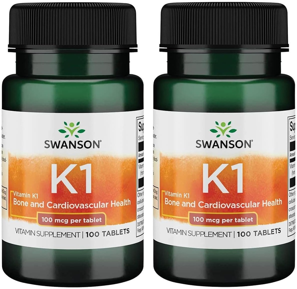 Swanson Vitamin K-1 100 mcg Tablets - Pack of 200 (2 Bottles)