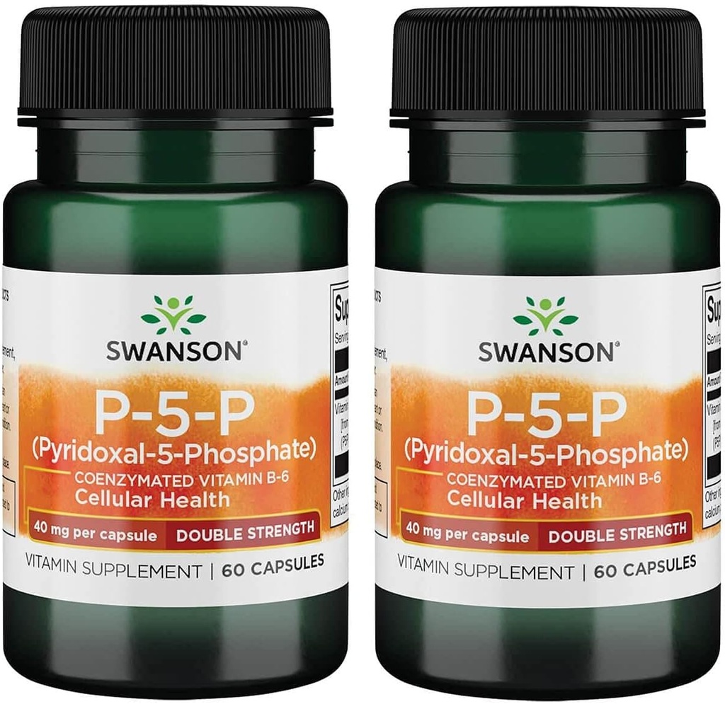 Swanson P-5-P Vitamin B-6 Coenzymated 40mg Capsules - 2 Pack