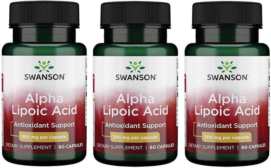 Swanson Alpha Lipoic Acid Capsules, 300mg - Pack of 180 Capsules for Antioxidant Support
