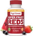 Superfruit Reds Antioxidant Superfood Capsules for Anti-Aging & Immune Support with Acai, Mangosteen, Pomegranate, Blueberry - 60ct