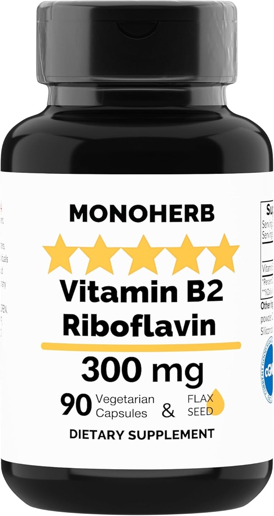 300mg Riboflavin Capsules for Migraine Relief - 90 Count