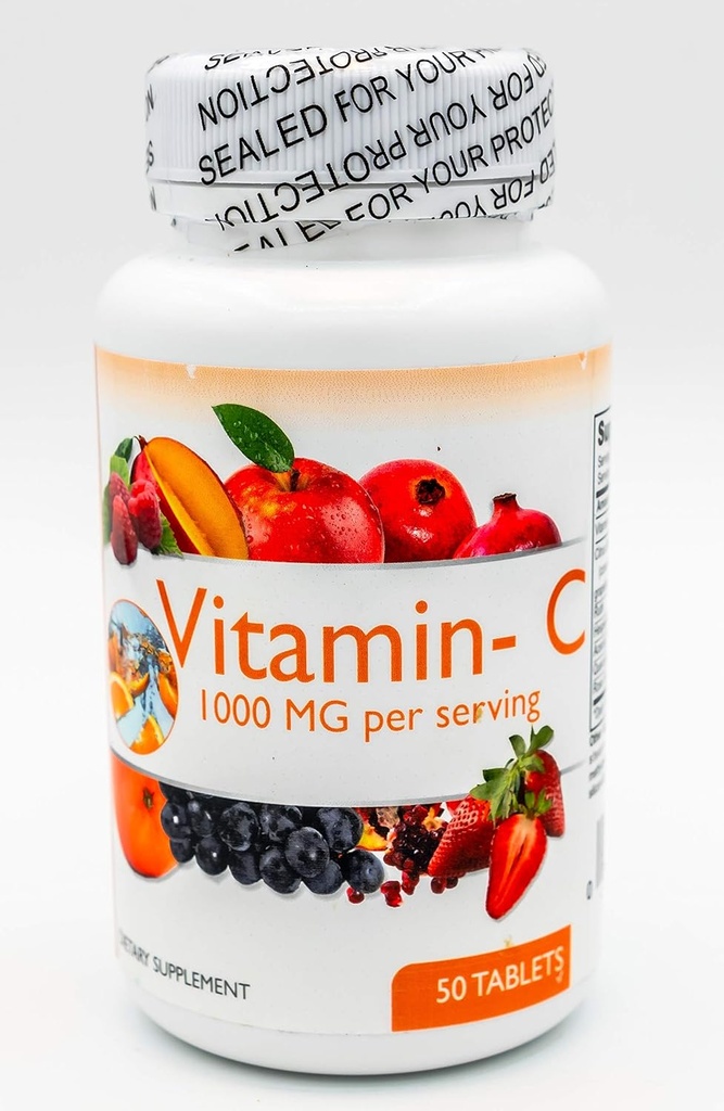 Tarsal Naturals Vitamin C 1000 MG with Rose Hips for Ear & Eye Health, Immune Support, Iron Absorption - 50 Tablets, Made in USA