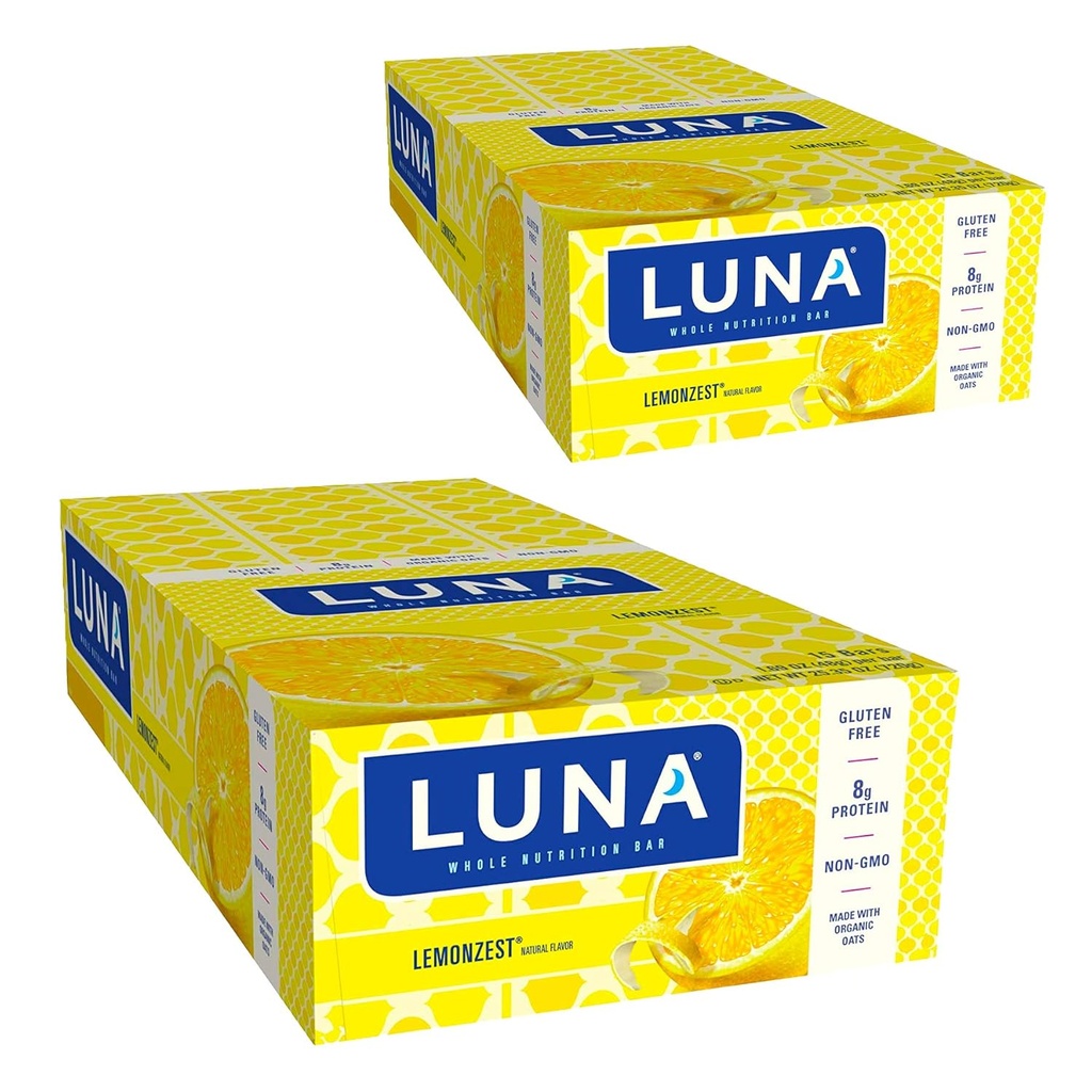 LUNA BAR Gluten Free Lemon Zest Flavor Snack Bars - 30 Count (1.69 oz)