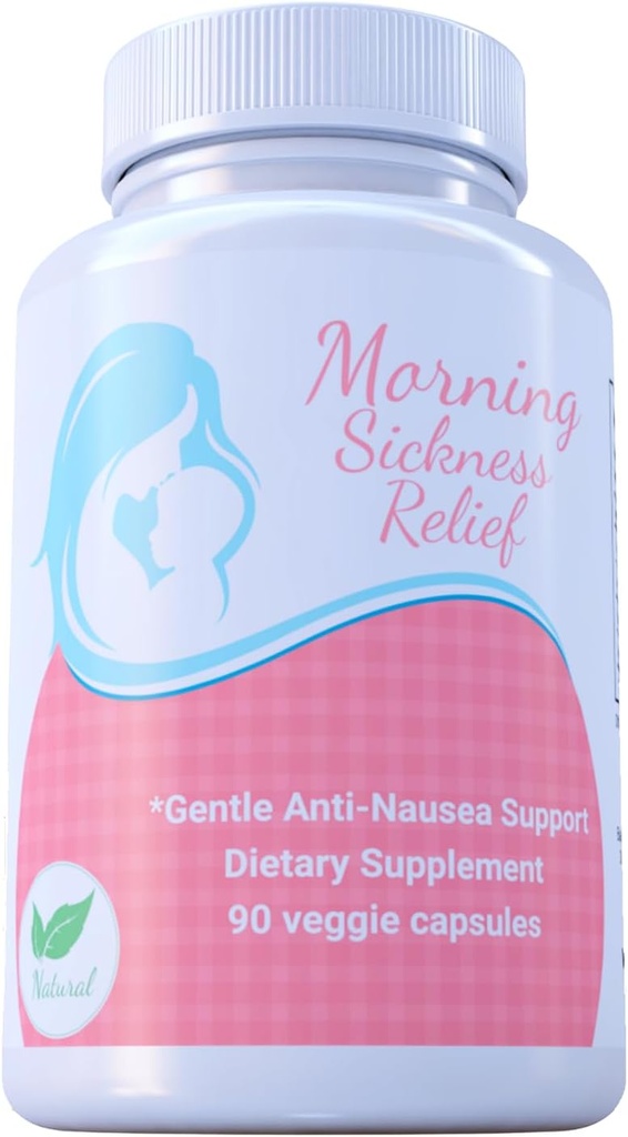 Pregnancy Support Vitamin B6 Capsules with Ginger & Zinc for Morning Queasiness - 90 Easy Swallow Veggie Caps - Made in USA