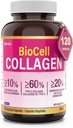 BioCell Collagen Capsules 500mg - 120 Veg Caps | Type II Collagen, Hyaluronic Acid, Chondroitin | Reduce Wrinkles, Support Joints