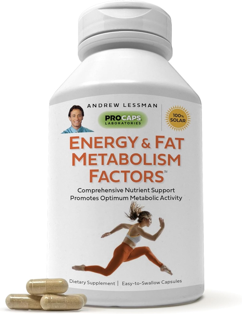 Energy and Fat Metabolism Support Capsules with Carnitine, Green Tea, Guarana, Ginseng, B-Complex - 30 Easy-to-Swallow Capsules