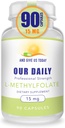 Get Your Daily Boost with L-Methylfolate 15 mg - Maximum Strength Folate Capsules, 90 Count - Vegetarian Friendly (3 Month Supply)