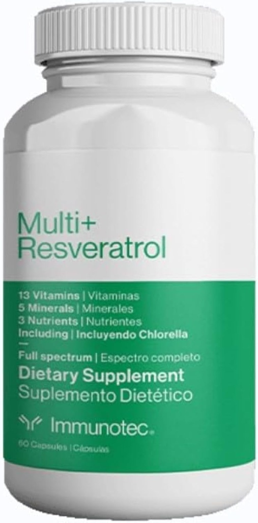Immunotec Multi+ Resveratrol Full Spectrum Dietary Supplement with 13 Vitamins, 5 Minerals, and Chlorella