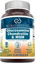 240 Capsules of Nutri Essentials Glucosamine Chondroitin MSM for Healthy Joints, Cartilage, and Tissue Support