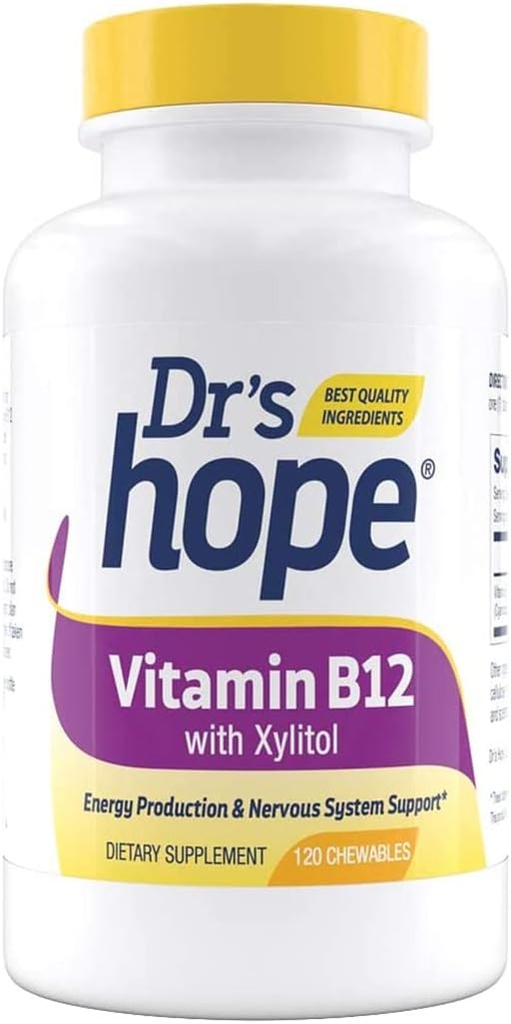 Vitamin B12 1000 Mcg Chewable Tablets for Metabolism, Energy, and Nervous System Support - Non-GMO & Gluten Free - 120 Tablets