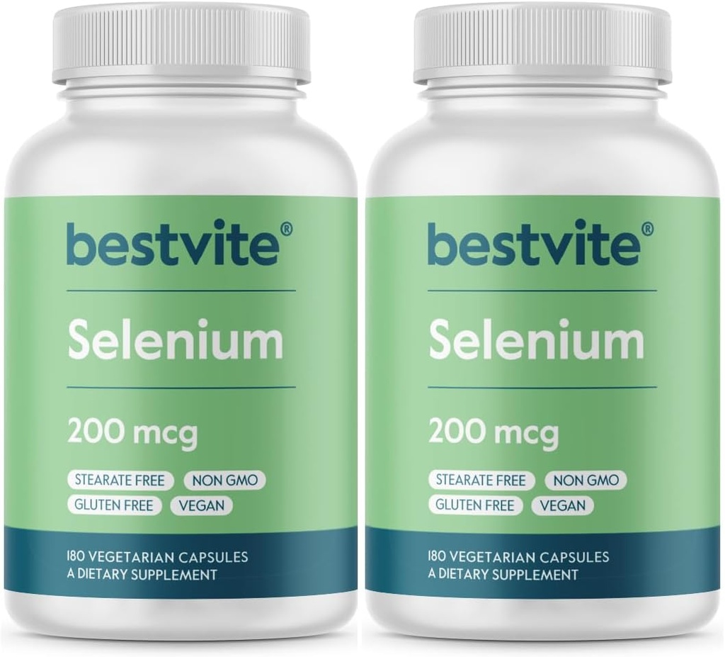 2-Pack Bestvite Selenium 200mcg Vegetarian Capsules - Vegan & Non-GMO - Gluten-Free - No Stearates or Flow Agents