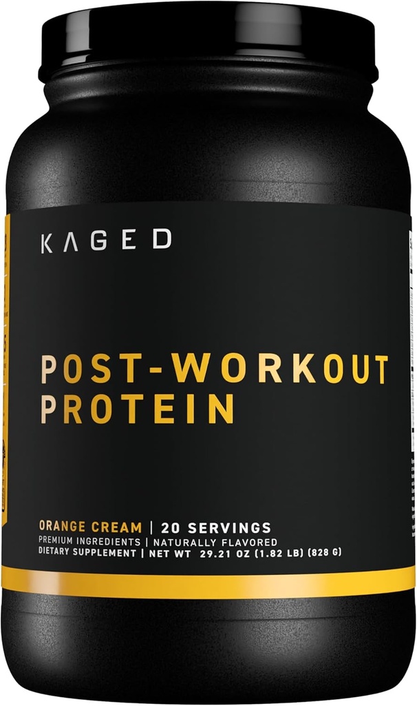 Re-Kaged Orange Cream Post Workout Protein Powder with 28g Whey Protein for Muscle Growth & Recovery - Low Sugar, 20 Servings
