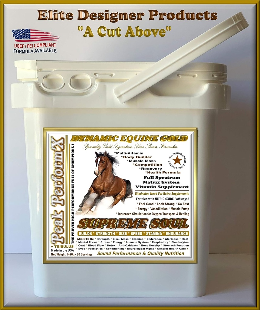 Equine Gold Signature Line Peak PerformX Supreme Soul Multi Vitamin 1420g with Tribulus - Body Builder, Competition, Recovery, Nitric Oxide, Health Formula