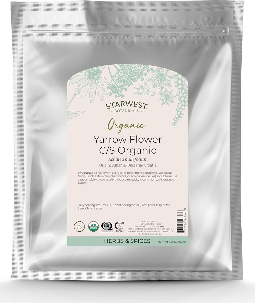 Organic Yarrow Flower Cut & Sift by Starwest Botanicals