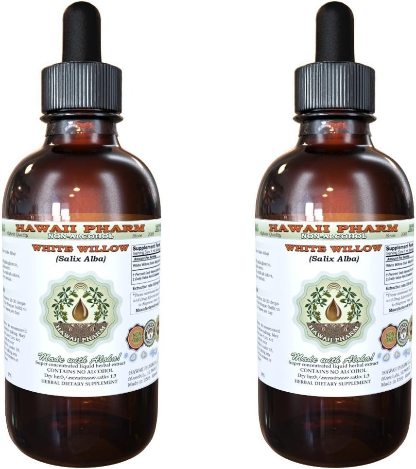 Organic White Willow Alcohol-Free Liquid Extract - 8 fl.oz - Natural Herbal Supplement from Hawaii Pharm