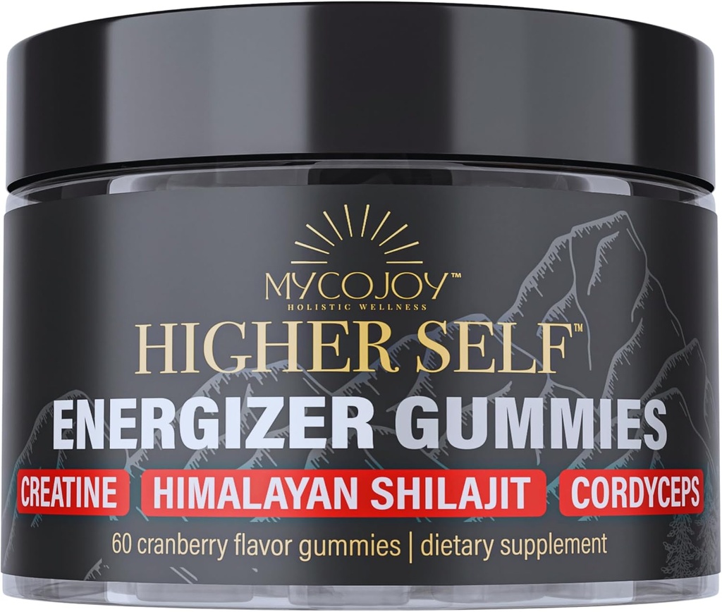 Triple-Action ATP Booster Gummies with Shilajit, Cordyceps, and Creatine for Enhanced Energy and Performance - 60 Sugar-Free Cranberry Flavor Gummies