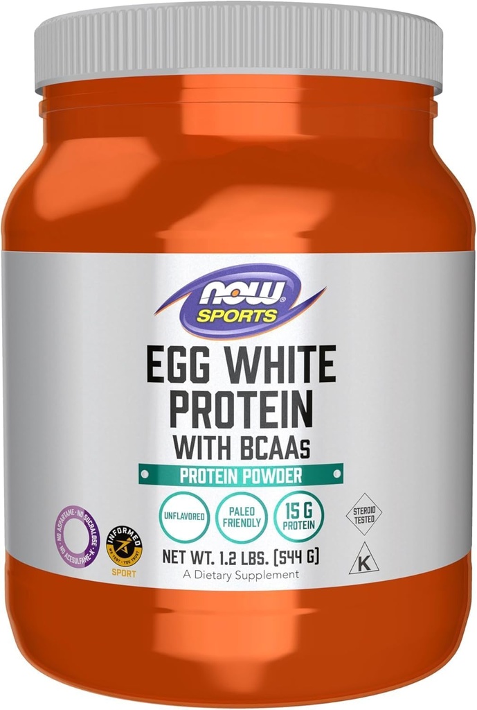 NOW FOODS Egg White Protein Powder, 544 Grams - High-Quality Protein Supplement for Muscle Building and Recovery