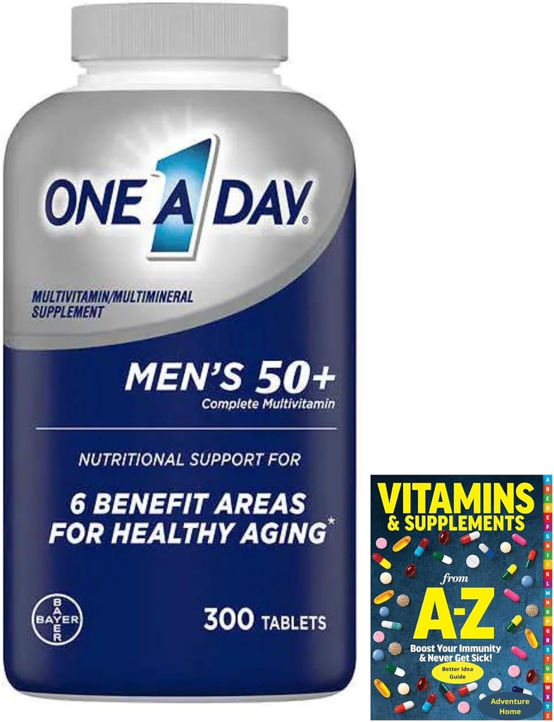 Men’s Multivitamin 50 Plus with Essential Vitamins and Minerals + Free Guide - Adventure Home Supplement Tablet
