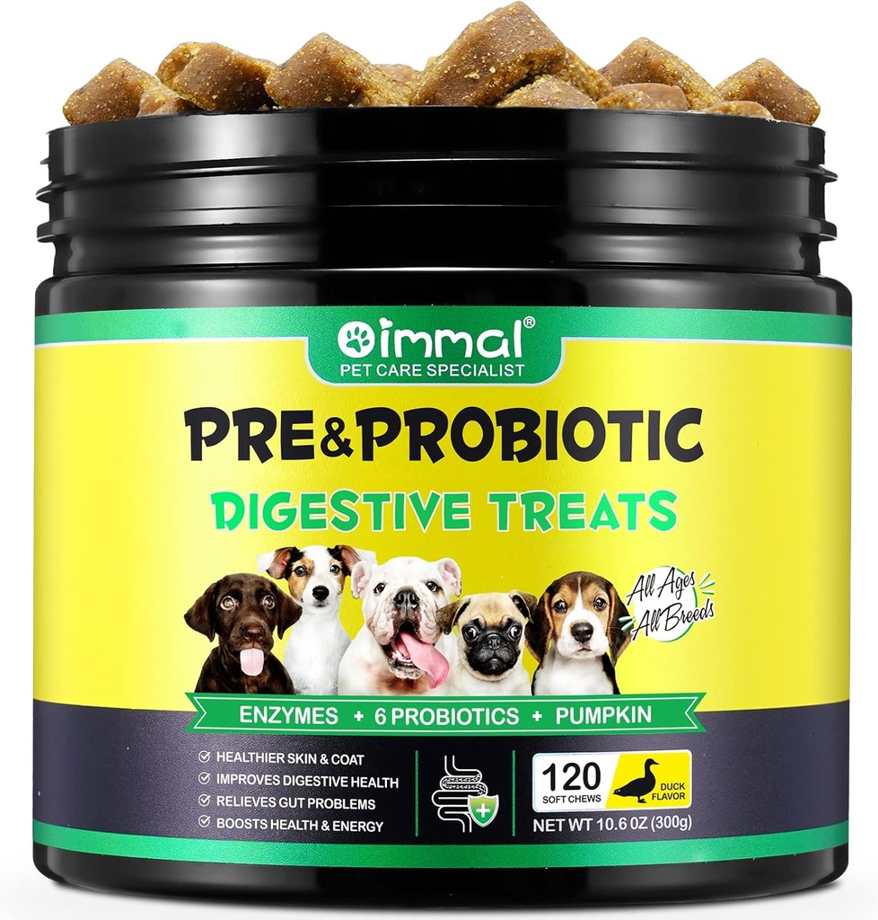 120pc Alivo Probiotic Chews for Dogs - Digestive Treats with Pre & Probiotics, Duck Flavor, Supports Gut Health, Immune System, Seasonal Allergies & Itchy Skin
