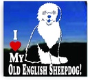 Old English Sheepdog Vinyl Window Decal Sticker - I Love My Dog Auto Decal