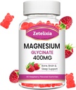 High Absorption Raspberry Magnesium Glycinate Gummies - 60 Sugar-Free Chews for Relaxation in Adults & Kids by Zetelixia