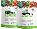 Organic Vegan Protein Powder with 15 Superfoods, Veggies, and Probiotics - Plant-Based Protein Powder with BCAAs - Gluten-Free - 16oz (2 Pack)