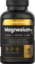 Triple Magnesium Complex 300mg Capsules for Stress Relief & Heart Health - Chelated Glycinate, Malate, Taurate - 120 Count