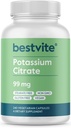 Potassium Citrate Supplement 99mg - 240 Vegan Capsules - No Stearates - Gluten Free - Non GMO