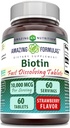 Amazing Formulas Biotin 10,000 mcg Fast Dissolve Tablets - Non-GMO Gluten Free Supplement - Made in USA - Strawberry Flavor - 60 Count
