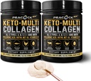 Pack of 2 Peacock Max Keto Multi Collagen Peptides 16.2 oz - Unflavored Bone Broth Protein Powder with MCT Oil for Joint, Skin, Hair & Gut Health
