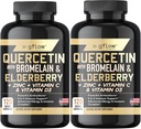Quercetin with Vitamin C, Zinc, and Bromelain - 500mg - 120 Veggie Caps - Elderberry for Adults - Non-GMO, Vegan - 4 Months Supply