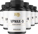 Vision Care Supplement with Eye Vitamins, Lutein, Lycopene, and Bilberry Extract - Golden After 50 VpMax-9 - Pack of 6 Bottles