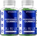 2 Pack Ashwagandha Gummies - 60 Vegan Gummies with 30X Concentrate Extract - High Withanolides Content