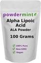 Antioxidant Alpha Lipoic Acid Powder (RS-ALA, Pure ALA) in Multiple Sizes with Scoop - Powdermint Formula