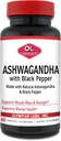 Organic Ashwagandha with Black Pepper for Brain, Muscle, and Strength - 60 Vegan Capsules (1300mg) by Olympian Labs